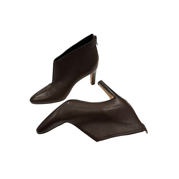 Manolo Blahnik Brown Semi Pointed Toe Leather Heeled Ankle Booties Size 37 US 7 - Picture 10 of 12
